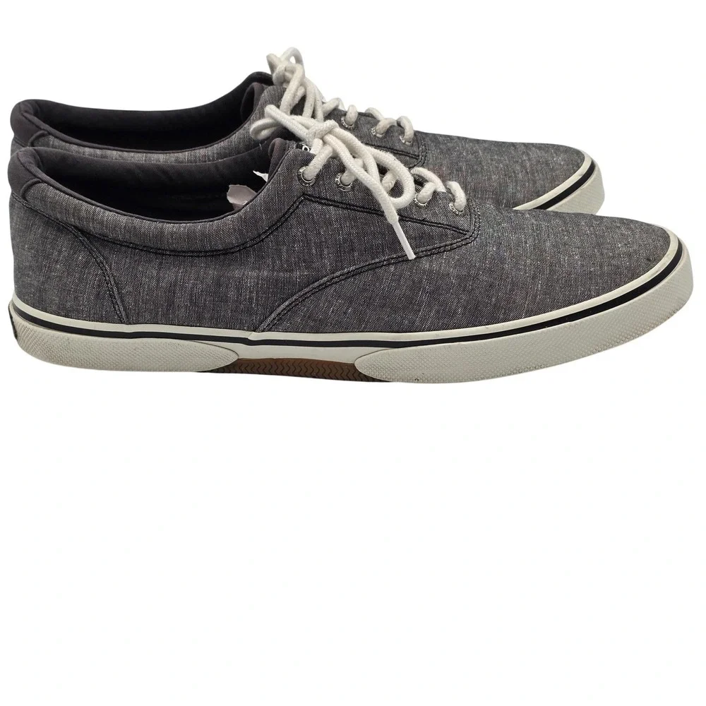 Sperry Top-Sider Shoes Mens 12 Gray Chambray Lace Up Memory Foam Casual STS18845